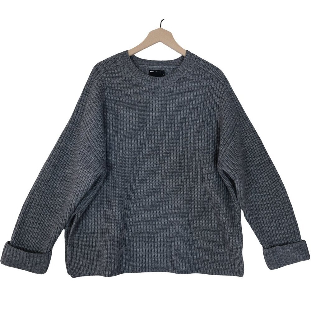 ASOS Grey Knit Sweater M Chunky Ribbed Minimalist Cozy Normcore Soft Grunge - Picture 3 of 9